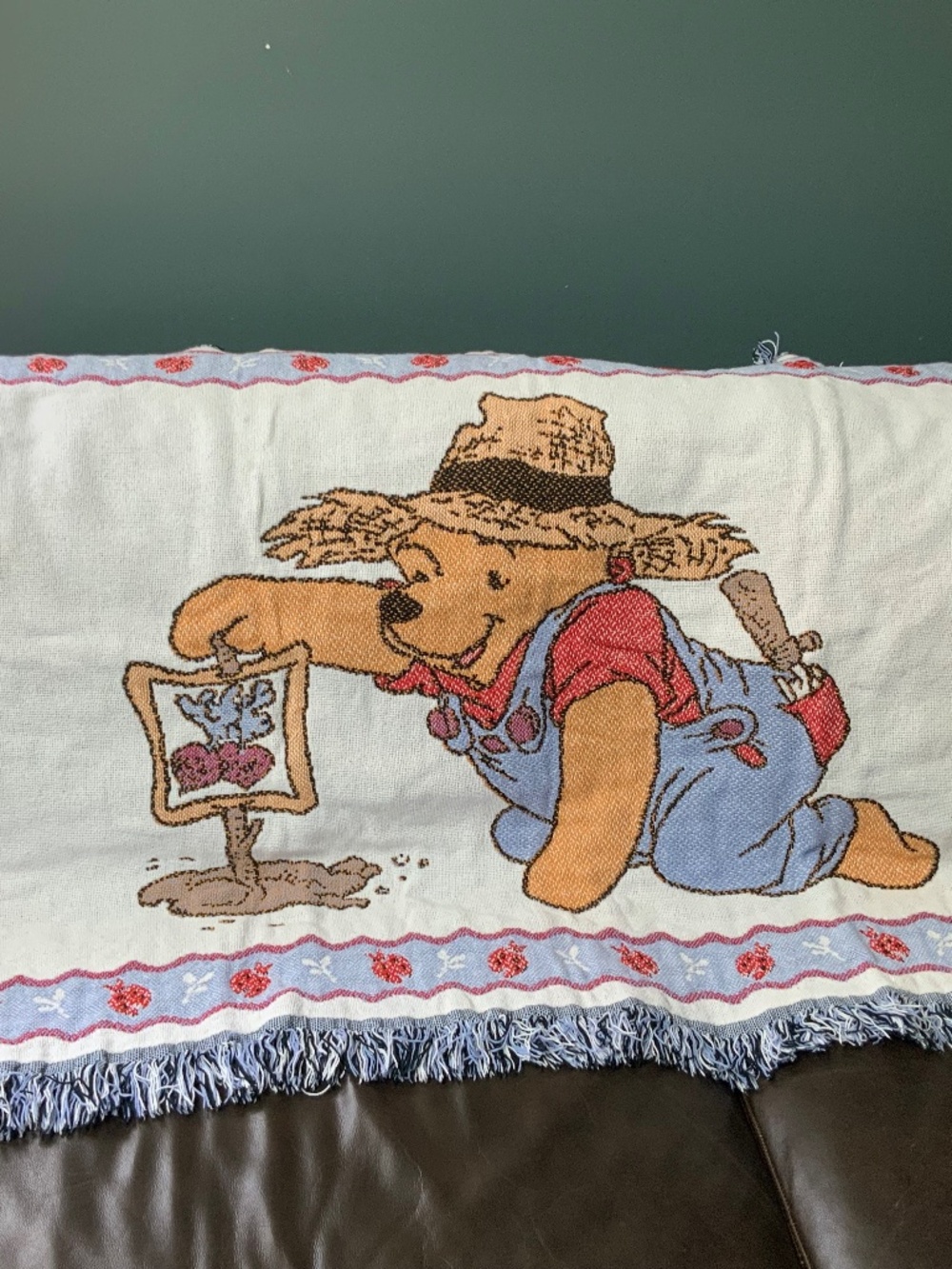 Vintage Disney Winnie the Pooh Tapestry Throw/Crib Blanket